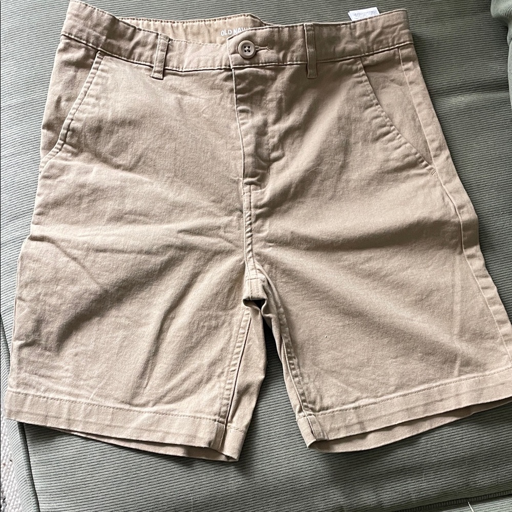 Old Navy boys Beige Flat-Front Cotton Shorts